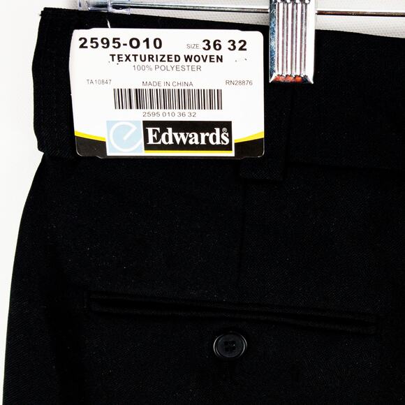 Edwards Woven Textured Workwear Pants Men's 36x32 Black Creased Polyester NWT - Picture 8 of 11